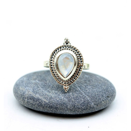 Bague pierre de lune argent - Mosaik bijoux indiens
