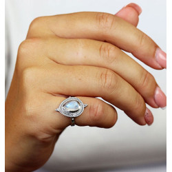 Bague pierre blanche argent...