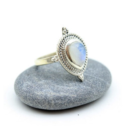Bague travaillée argent pierre naturelle - Mosaik bijoux indiens