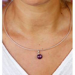 Pendentif rubis rond argent...