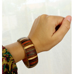 Bracelet jonc bois et doré...
