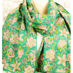 Foulard vert à pompons -...