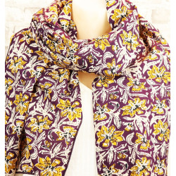 Foulard violet à fleurs -...