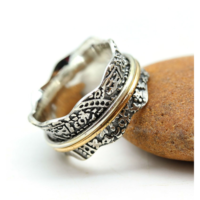 Bague ethnique anti stress argent mât - Mosaik bijoux indiens Bague ethnique anti stress argent mât - Mosaik bijoux indiens