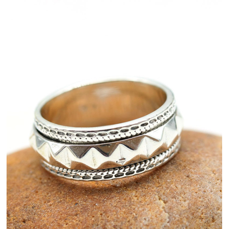 Anneau argent ethnique anti stress - Mosaik bijoux indiens Anneau argent ethnique anti stress - Mosaik bijoux indiens