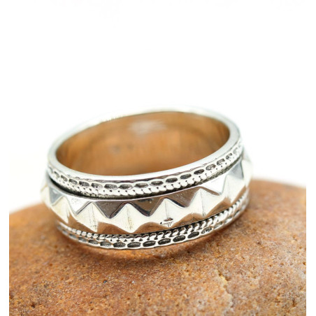 Anneau argent ethnique anti stress - Mosaik bijoux indiens
