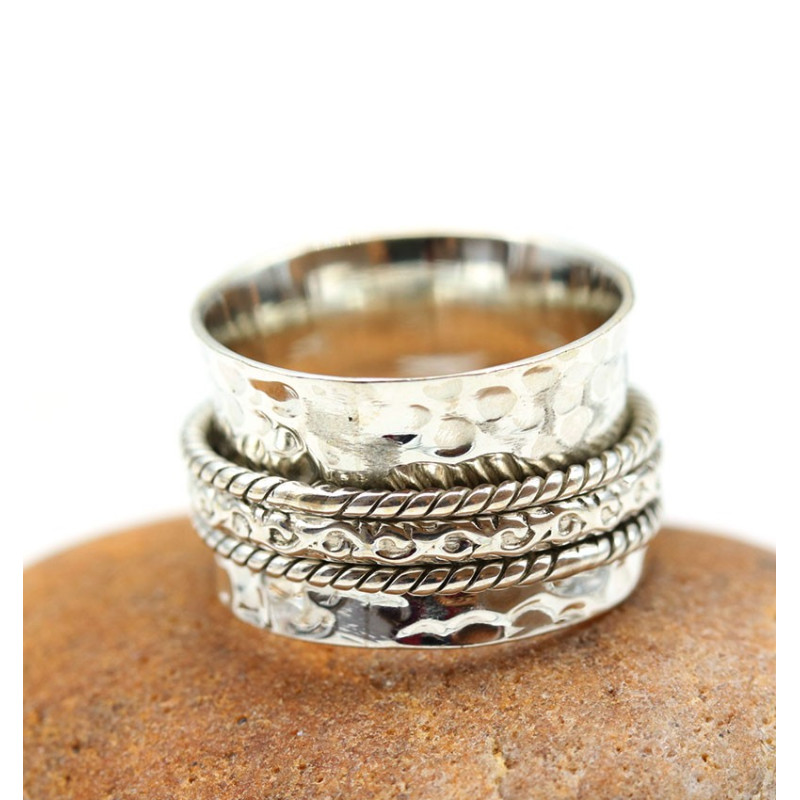 Bague épaisse argent anti stress - Mosaik bijoux indiens Bague épaisse argent anti stress - Mosaik bijoux indiens