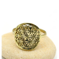 Bague fleur de vie dorée -...
