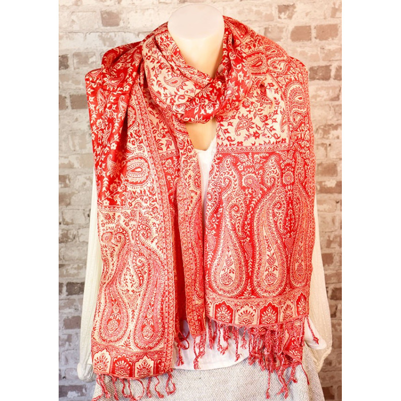 Grande écharpe rouge - Mosaik bijoux indiens Grande écharpe rouge - Mosaik bijoux indiens