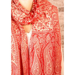 Echarpe indienne beige et...