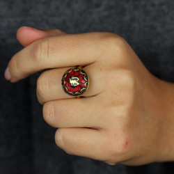 Bague tibétaine rouge et...