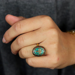 Bague tibétaine turquoise...