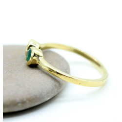 Bague dorée pierre verte -...