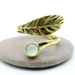 Bague dorée réglable pierre...