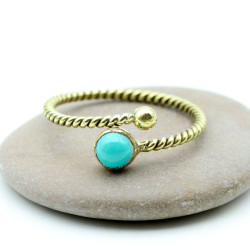 Bague turquoise dorée -...