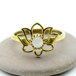 Bague lotus laiton doré -...