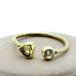 Bague dorée pierre jaune -...