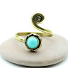 Bague turquoise dorée réglable - Mosaik bijoux indiens