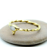 Bague fine laiton pierre blanche - Mosaik bijoux indiens