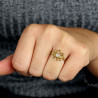 Bague lotus dorée pierre de lune - Mosaik bijoux indiens