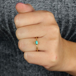 Bague dorée torsadée fine -...