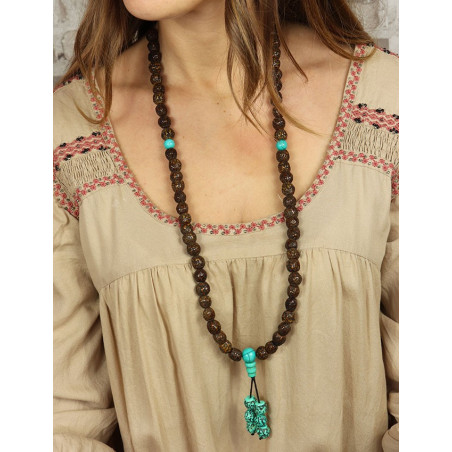 mala ethnique marron - Mosaik bijoux indiens