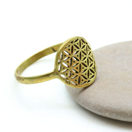 Bague fleur de vie dorée- Mosaik bijoux indiens