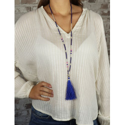 collier mala perles bleues...