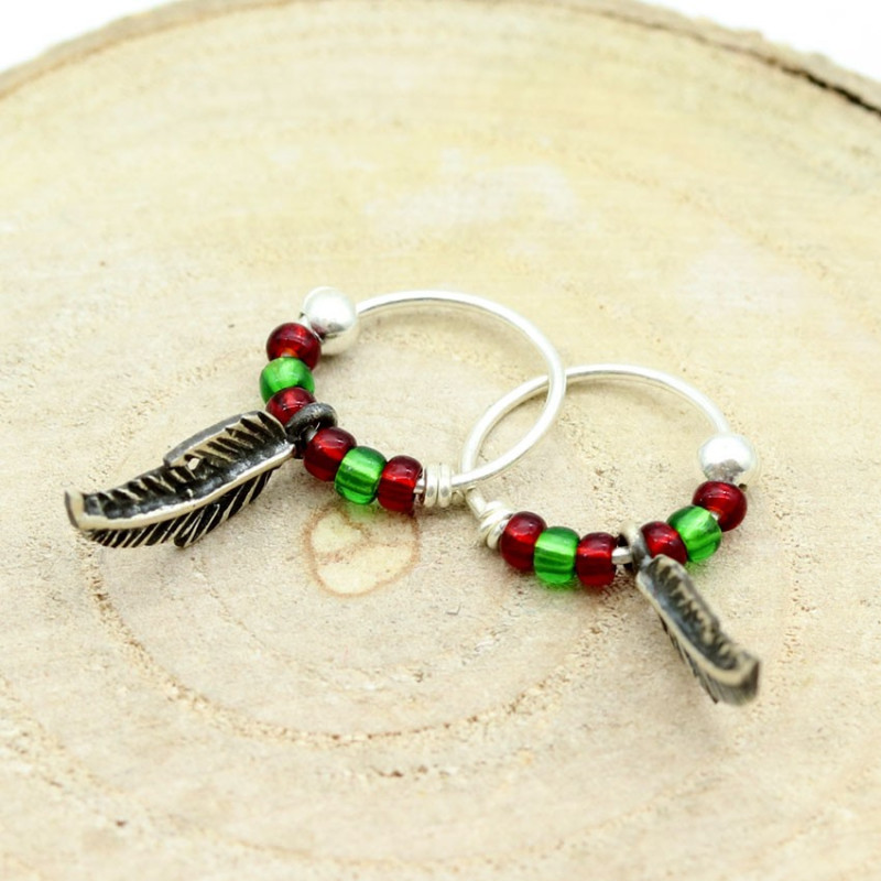 Créole indienne argent plume - Mosaik bijoux indiens