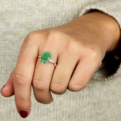 Bague aventurine en argent...