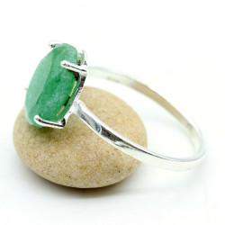 Bague argent pierre verte -...