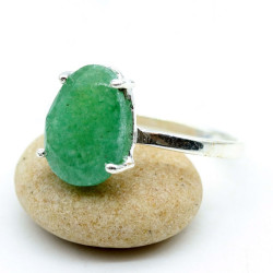 Bague argent et aventurine - Mosaik bijoux indiens