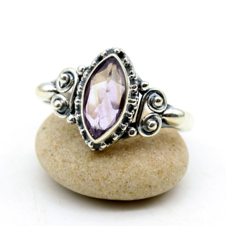 Bague améthyste en argent - Mosaik bijoux indiens