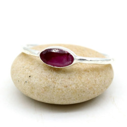 Bague fine argent pierre rose - Mosaik bijoux indiens