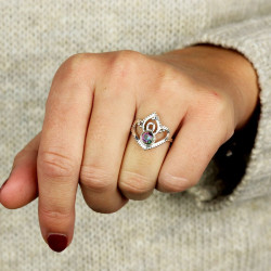 Bague lotus en argent -...