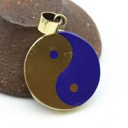 Pendentif yin yang bleu et...