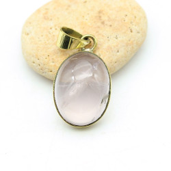 Pendentif quartz rose ovale...