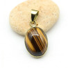 Pendentif laiton et pierre marron naturelle - Mosaik bijoux indiens