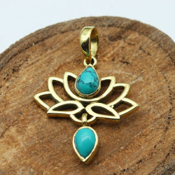 Pendentif lotus doré et...
