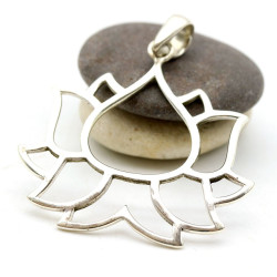 Pendentif lotus argent -...