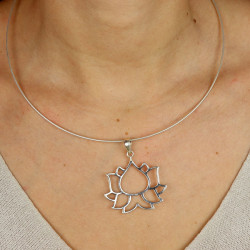 Pendentif argent lotus -...