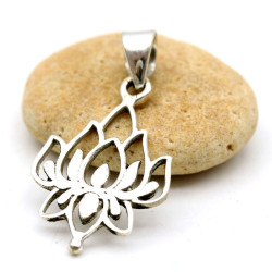 Pendentif lotus en argent -...