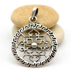 Pendentif argent rond indien - Mosaik bijoux indiens
