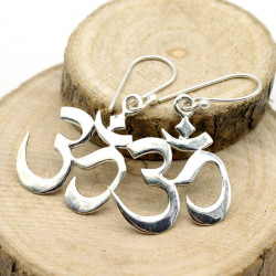 Boucle d'oreille argent symbole aum - Mosaik bijoux indiens