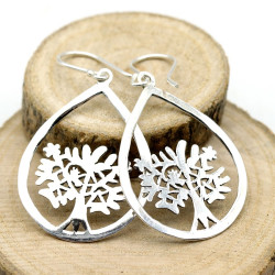 Boucle d'oreille arbre de vie en argent - Mosaik bijoux indiens