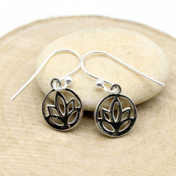 Petite boucle d'oreille argent lotus - Mosaik bijoux indiens