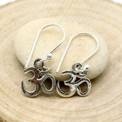 Boucle d'oreille argent aum - Mosaik bijoux indiens