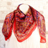 Carré de soie bohème rouge - Mosaik bijoux indiens