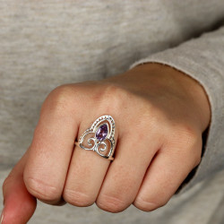Bague améthyste en argent -...