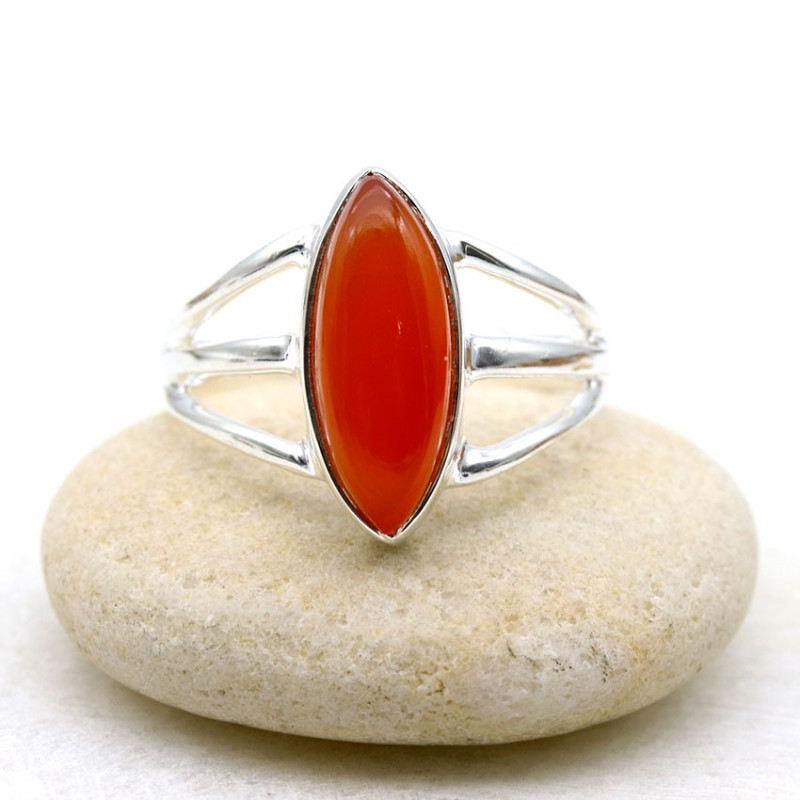 Bague argent pierre orange - Mosaik bijoux indiens Bague argent pierre orange - Mosaik bijoux indiens